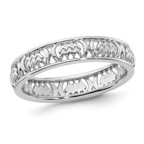GEM AND HARMONY  Sterling Aquarius Zodiac Astrology Ring Band In Silver
