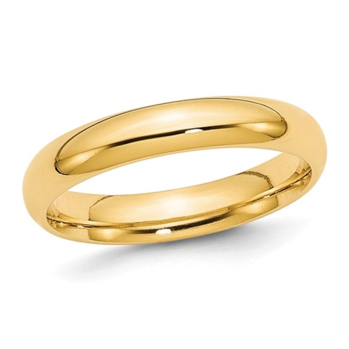 Mesdames 10k Jaune Gold 4 mm Bague de bande de mariage poli