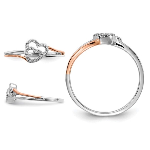 1/10 Carat Diamond Heart Promise Ring in 14K White Gold