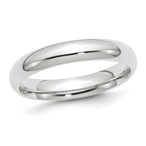 GEM AND HARMONY  Ladies 10K Gold 4MM Polished Wedding Band Ring In White
