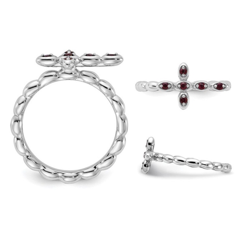 1/8 carat Garnet Cross Ring en argent sterling