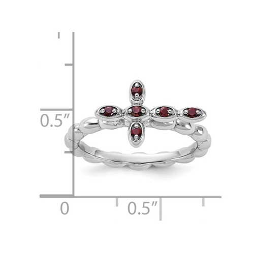 1/8 carat Garnet Cross Ring en argent sterling