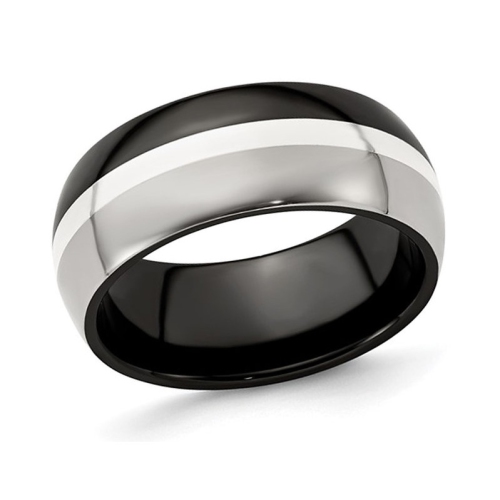 GEM AND HARMONY  Mens Two-Tone Domed Titanium Wedding Band Ring (9Mm) In Multicolor