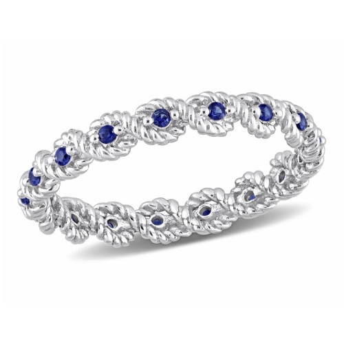 GEM AND HARMONY  1/6 Carat (Ctw) Lab-Created Sapphire Eternity Band Ring In 10K White Gold In Blue