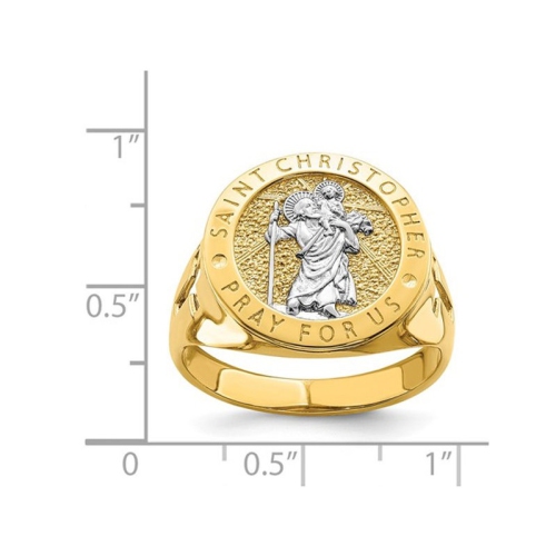 Bague Saint-Christophe, homme, or jaune 14 K