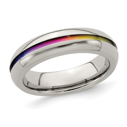 Ladies or Mens Titanium Rainbow Anodized Center Band Ring
