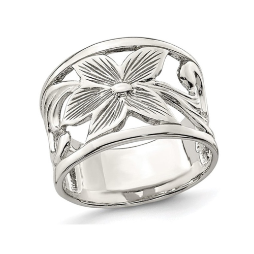 GEM AND HARMONY  Ladies Sterling Flower Ring In Silver