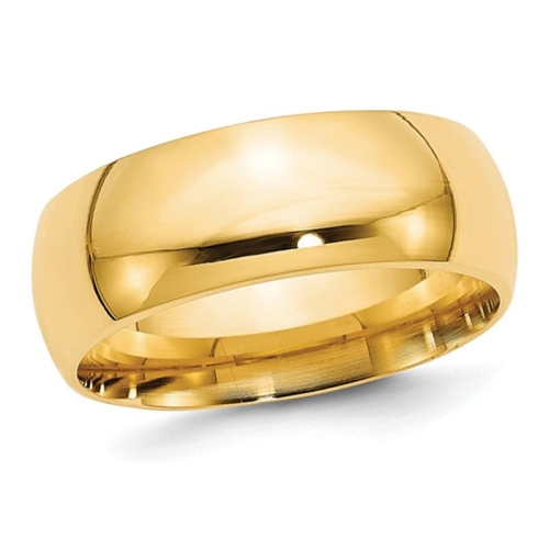 Mens 10K Yellow Gold 8mm Polished Wedding Band Ring