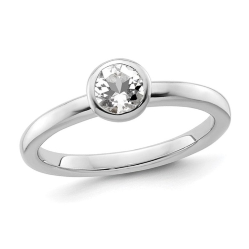 3/5 carat Bague de solitaire topaze blanche en argent sterling