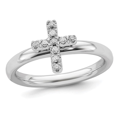 1/10 Carat Diamond Cross Ring in Sterling Silver