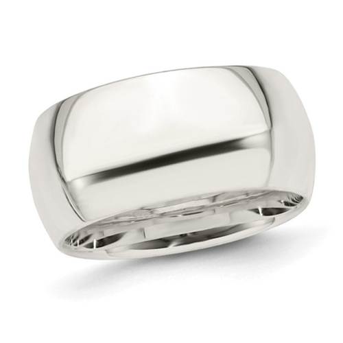 Mens Sterling Silver 10mm Comfort Fit Wedding Band Ring