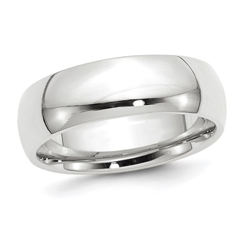 GEM AND HARMONY  Mens 10K Gold 7MM Polished Wedding Band Ring In White