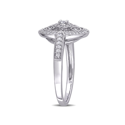 1/4 Carat Diamond Oval Halo Ring in Sterling Silver