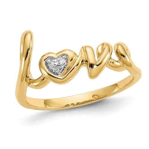GEM AND HARMONY  10K Gold Love Ring With Diamond Accent (Size 7) In Yellow
