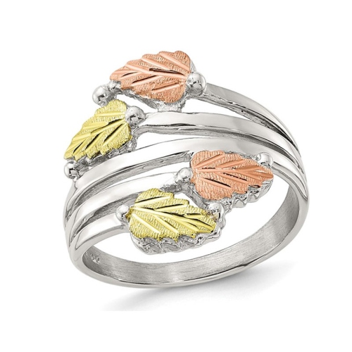 Sterling Silver Black Hills Leaves Bypass Ring
