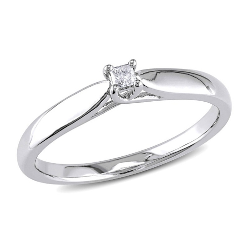 GEM AND HARMONY  1/20 Carat (Ctw) Diamond Solitaire Promise Ring In Sterling In Silver