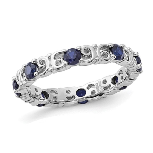 1,05 carat Banne de bande saphir bleu cr???? en laboratoire en argent sterling