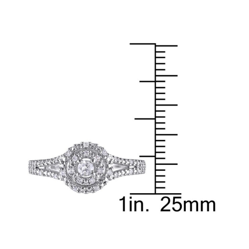 1/5 Carat Diamond Split Shank Halo Ring in Sterling Silver