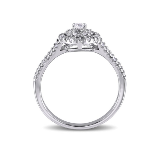 1/5 Carat Diamond Split Shank Halo Ring in Sterling Silver