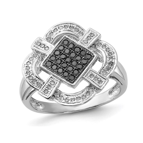 1/3 Carat Black and White Diamond Ring in Sterling Silver