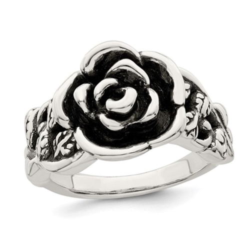 Anneau de fleur de rose argent?? en argent sterling