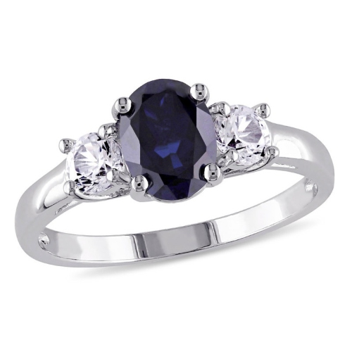 2.64 Carat Lab-Created Blue Sapphire and White Sapphire Ring in Sterling Silver