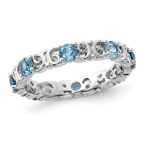 1.15 Carat Blue Topaz Band Ring in Sterling Silver