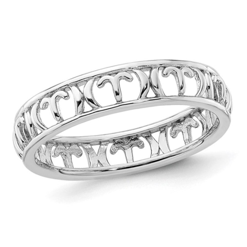 GEM AND HARMONY  Sterling Aries Zodiac Astrology Ring Band In Silver