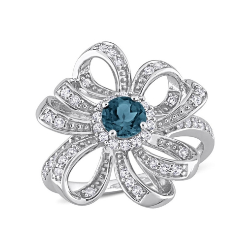 1,00 carat London Blue Topaze et Topaz White Topaz en argent sterling