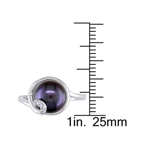 9-9.5mm Black Freshwater Cultured Pearl in Sterling Silver