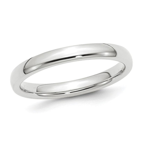 GEM AND HARMONY  Ladies 10K Gold 3MM Polished Wedding Band Ring In White
