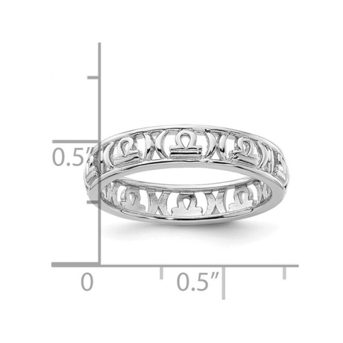 Sterling Silver Libra Zodiac Astrology Ring Band