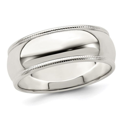 Mens Milgrain Wedding Band Ring in Sterling Silver