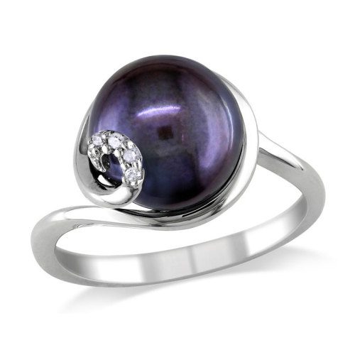 9-9.5mm Black Freshwater Cultured Pearl in Sterling Silver