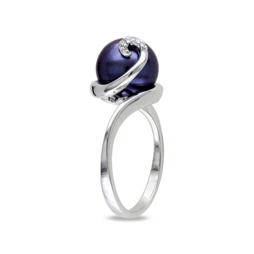 9-9.5mm Black Freshwater Cultured Pearl in Sterling Silver