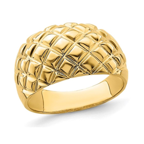 GEM AND HARMONY  14K Gold Polished Basket Weave Pattern Ring (Size 7) In Yellow