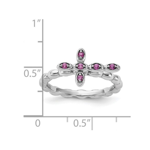1/8 Carat Lab-Created Ruby Cross Ring in Sterling Silver