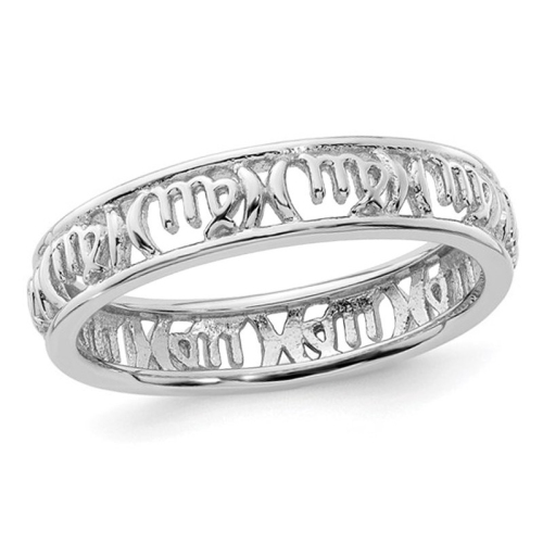 GEM AND HARMONY  Sterling Virgo Zodiac Astrology Ring Band In Silver