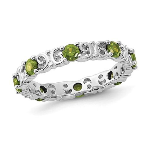 GEM AND HARMONY  1.05 Carat (Ctw) Peridot Band Ring In Sterling In Silver