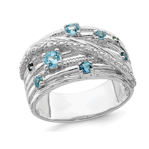 GEM AND HARMONY  2/5 Carat (Ctw) London Topaz Ring In Sterling Silver In Blue