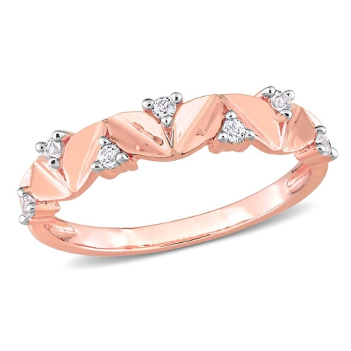 1/5 Carat White Topaz Ring Band in Rose Plated Sterling Silver