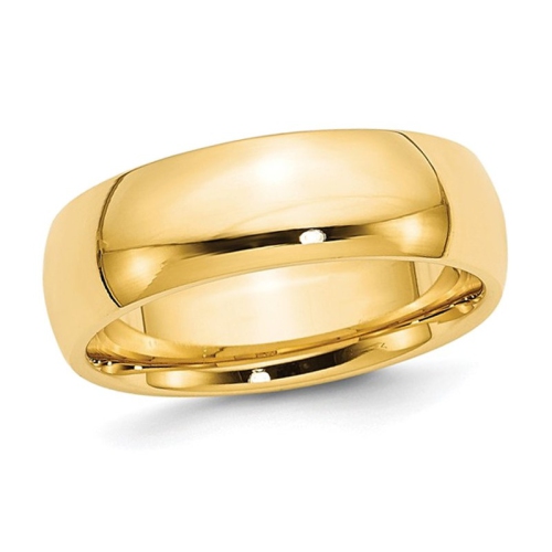 GEM AND HARMONY  Mens 10K Gold 7MM Polished Wedding Band Ring In Yellow