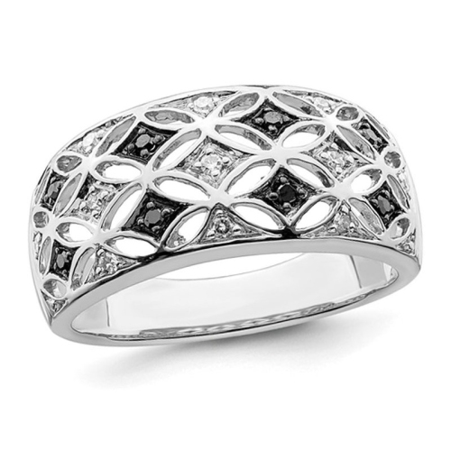 1/8 Carat Black and White Diamond Ring in Sterling Silver