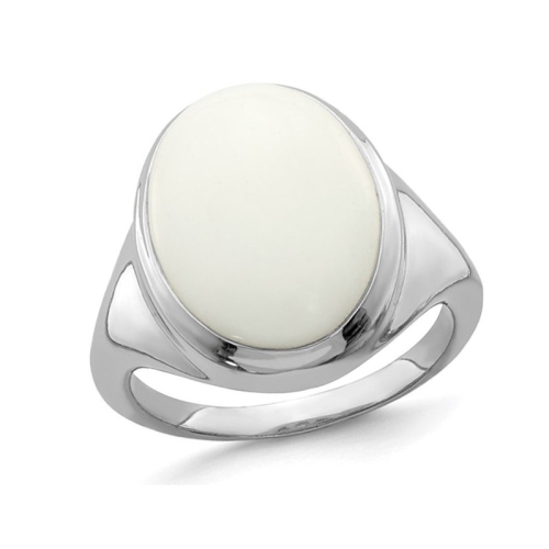 White Agate Ring in Polished Sterling Silver