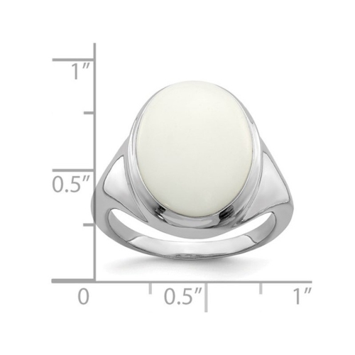 White Agate Ring in Polished Sterling Silver