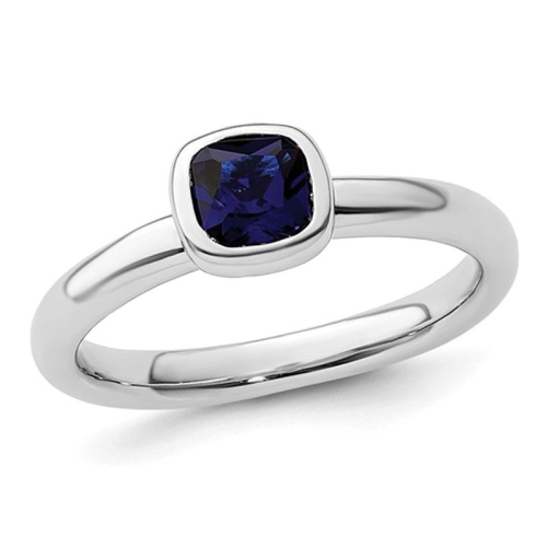 3/4 carat coussin coussin coussin en saphir bleu cr???? en laboratoire en argent sterling