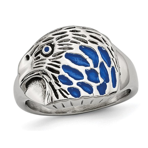 Anneau Eagle Blue Emagle Textur?? en acier inoxydable