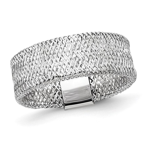 GEM AND HARMONY  14K Gold Stretch Ring (Size 7) In White
