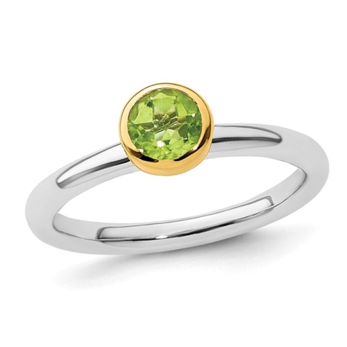 1/2 Carat Round Peridot Ring in Sterling Silver