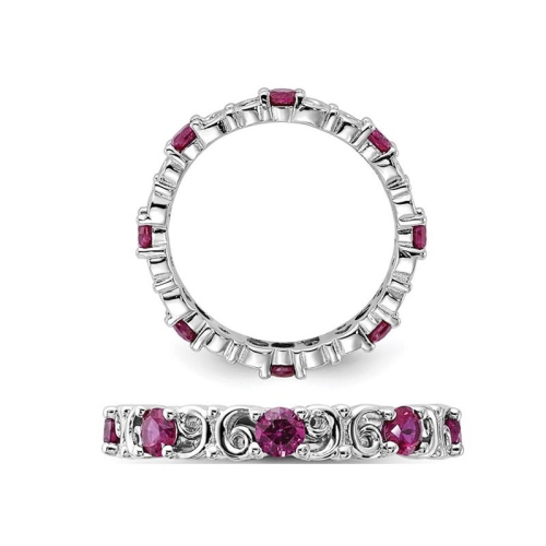 1.10 Carat Lab-Created Ruby Band Ring in Sterling Silver